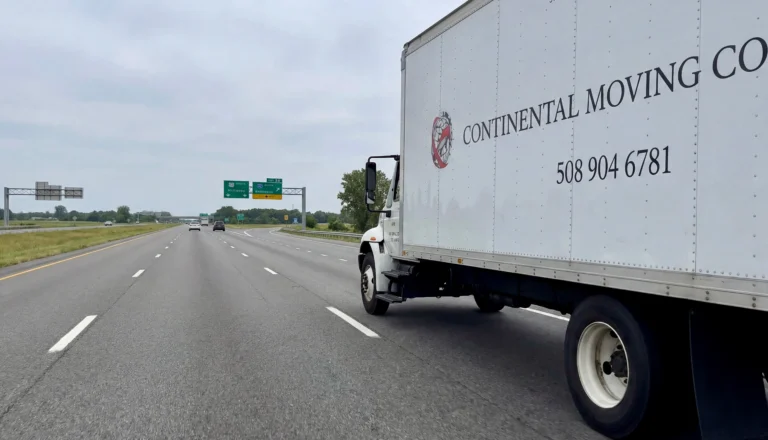 Continental Moving truck driving on highway for long distance move