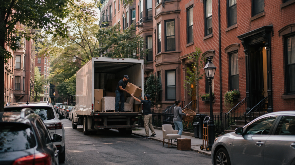 Boston neighborhood moving logistics with narrow streets and difficult parking access