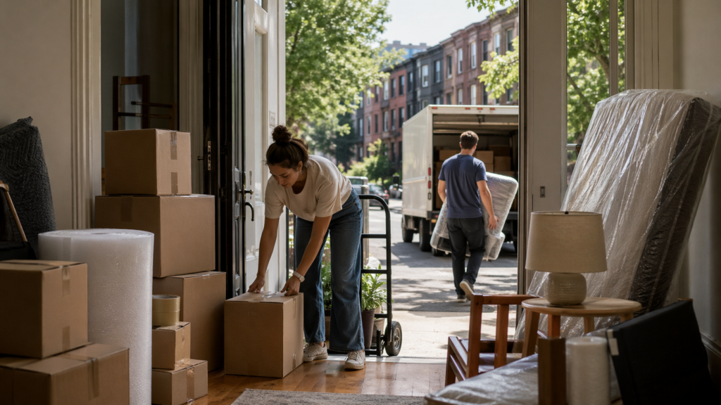 DIY move in Boston with boxes packing supplies and self-managed moving effort